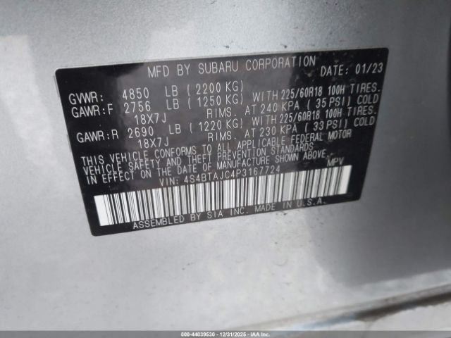 2023 SUBARU OUTBACK 4S4BTAJC4P3167724 Photo 8