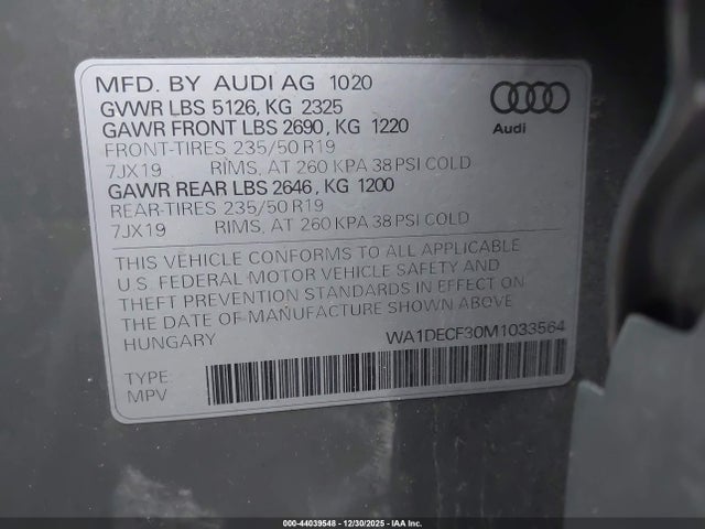 2021 AUDI Q3 WA1DECF30M1033564 Photo 8