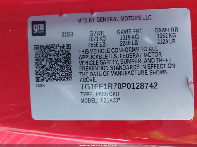 1G1FF1R70P0128742 Chevrolet Camaro Rwd 1ss