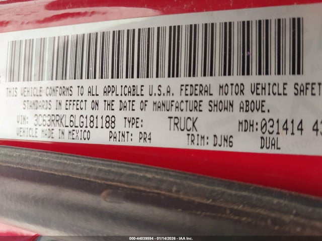 2020 Ram 3500 მანქანა იყიდება აუქციონზე, vin: 3C63RRKL6LG181188, აუქციონის ნომერი: 44039594