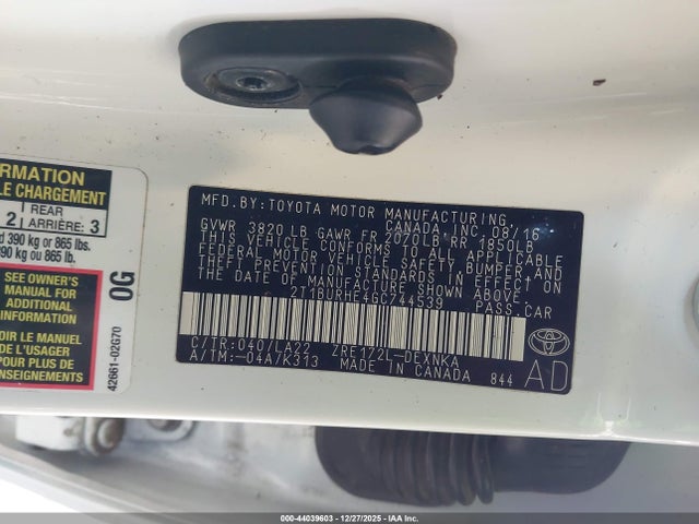 Toyota Corolla Le Premium 2016 2T1BURHE4GC744539 Image 9