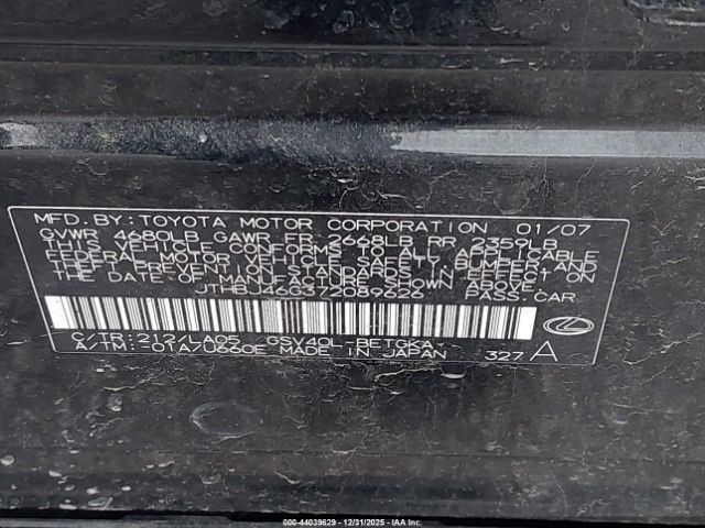 2007 LEXUS ES 350 JTHBJ46G372089626 Photo 8