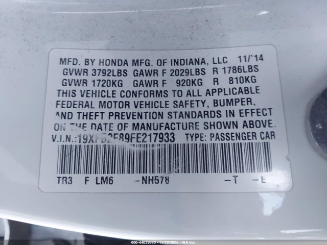 Honda CIVIC EX 2015 19XFB2F89FE217933 Image 9