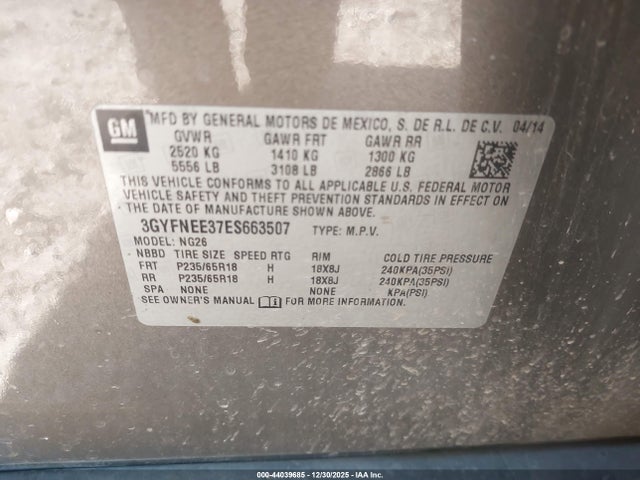 2014 CADILLAC SRX 3GYFNEE37ES663507 Photo 8