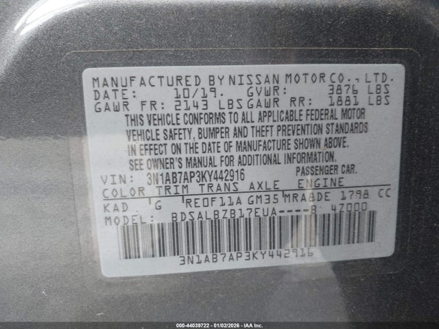 2019 NISSAN SENTRA 3N1AB7AP3KY442916 Photo 8