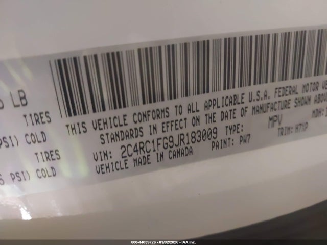 Aukcja sprzedaży 2018 Chrysler Pacifica Touring Plus, vin: 2C4RC1FG9JR183009, numer aukcji: 44039726