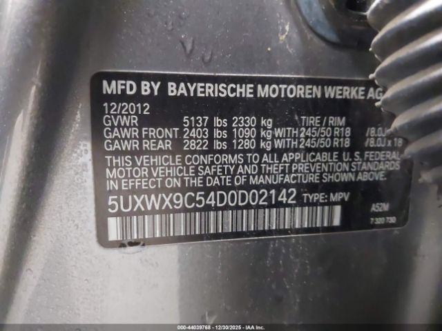 2013 BMW X3 5UXWX9C54D0D02142 Photo 8