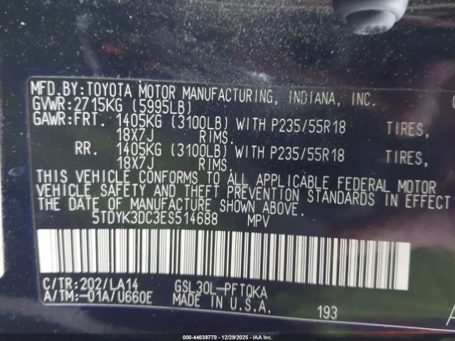 2014 TOYOTA SIENNA 5TDYK3DC3ES514688 Photo 8