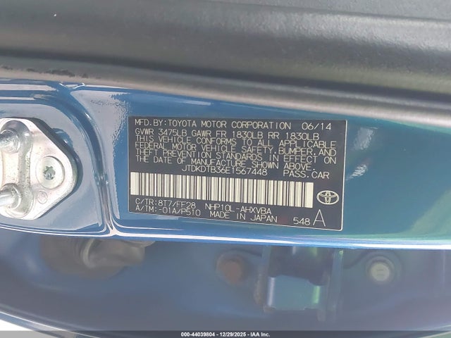 Toyota Prius C Two 2014 JTDKDTB36E1567448 Image 9