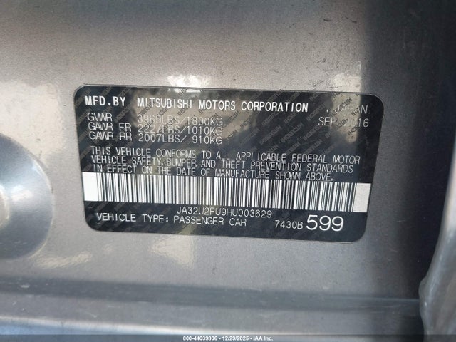 2017 MITSUBISHI LANCER JA32U2FU9HU003629 Photo 8