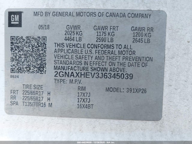 Chevrolet EQUINOX LS 2018 2GNAXHEV3J6345039 Image 9