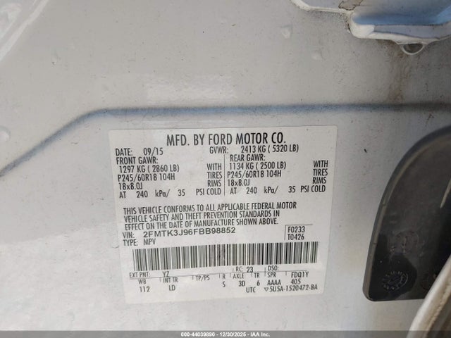 Ford EDGE SEL 2015 2FMTK3J96FBB98852 Image 9