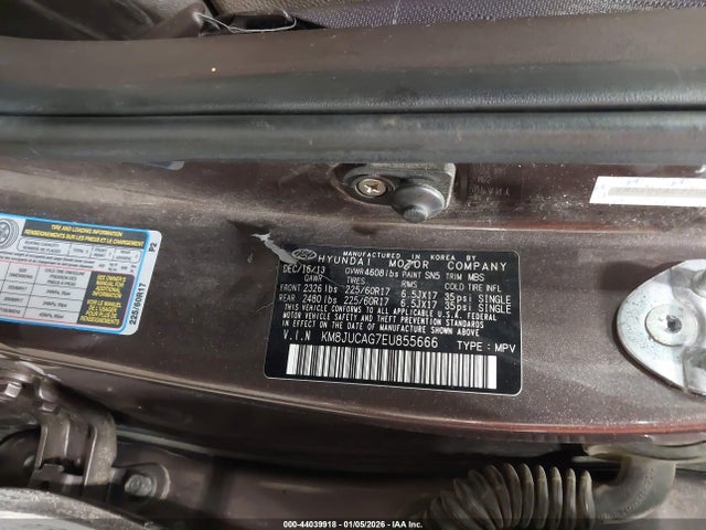 Продаж на аукціоні авто 2014 Hyundai Tucson Se, vin: KM8JUCAG7EU855666, номер лоту: 44039918