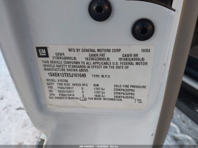 44039947 :رقم المزاد ، 1GKEK13TX5J161649 vin ، 2005 Gmc Yukon Slt مزاد بيع