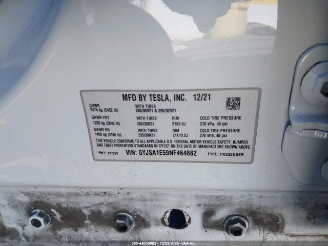 2022 TESLA MODEL S 5YJSA1E59NF464882 Photo 8