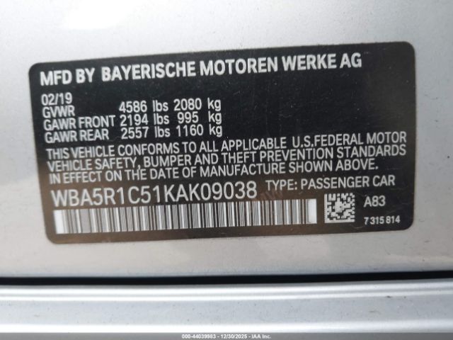 2019 BMW 330I WBA5R1C51KAK09038 Photo 8