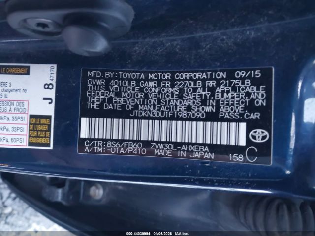 2015 TOYOTA PRIUS JTDKN3DU1F1987090 Photo 8