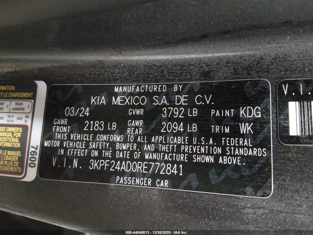 3KPF24AD0RE772841 KIA FORTE LX