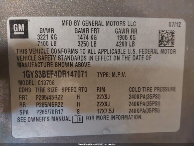 2013 CADILLAC ESCALADE 1GYS3BEF4DR147071 Photo 8