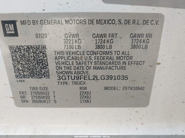 3GTU9FEL2LG391035 GMC Sierra 1500 Denali