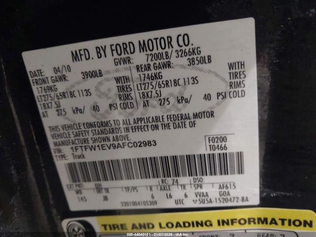 2010 FORD F-150 1FTFW1EV9AFC02983 Photo 8