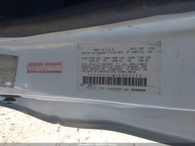 1999 MITSUBISHI ECLIPSE 4A3AK34YXXE033386 Photo 8