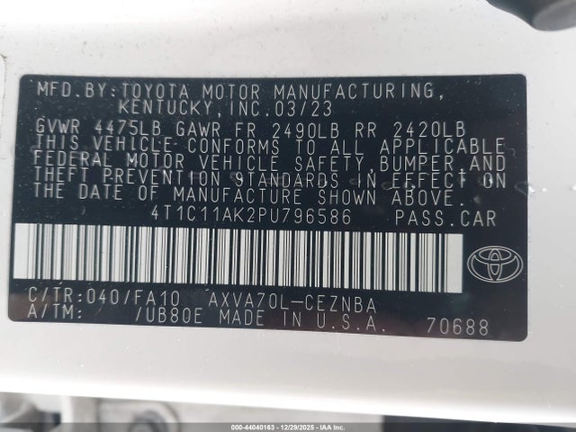 Toyota CAMRY LE 2023 4T1C11AK2PU796586 Image 9