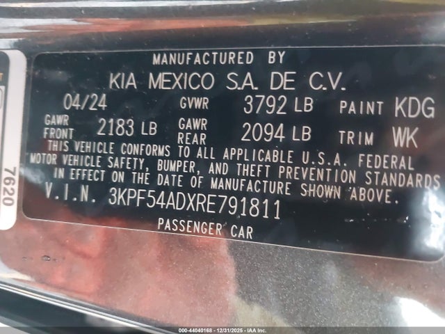 3KPF54ADXRE791811 KIA Forte Gt-line