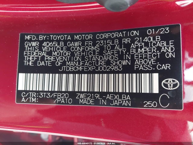 Toyota Corolla Hybrid Le 2023 JTDBCMFEXPJ002983 Image 9