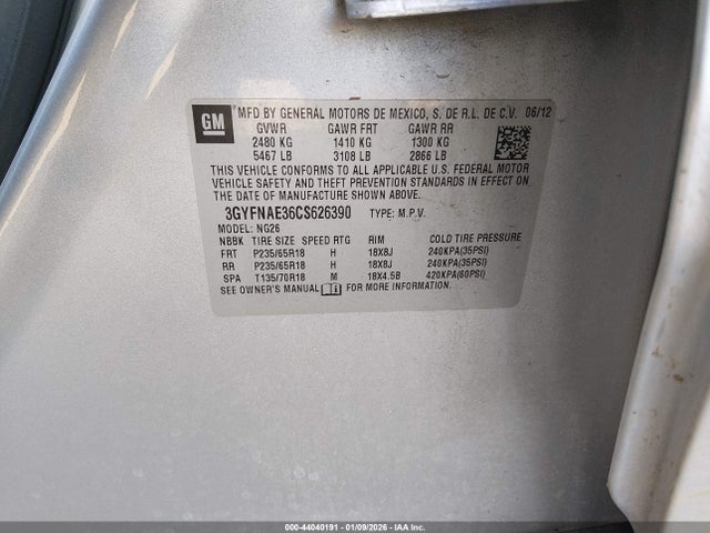 2012 CADILLAC SRX 3GYFNAE36CS626390 Photo 8