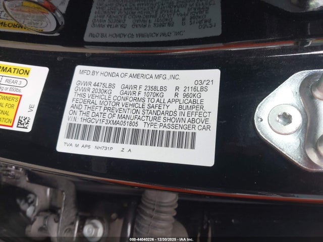 1HGCV1F3XMA051805 Honda Accord Sport
