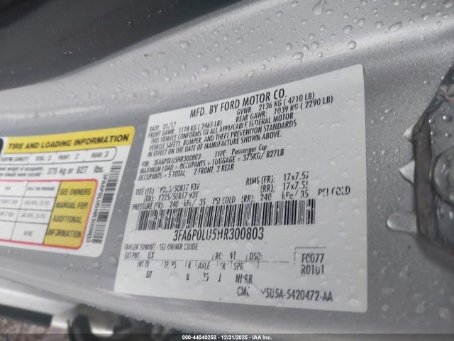 Ford Fusion Hybrid Se 2017 3FA6P0LU5HR300803 Image 9