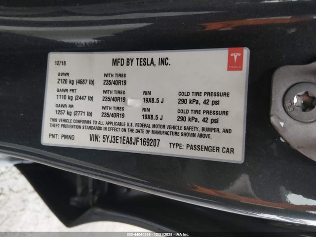 2018 TESLA MODEL 3 5YJ3E1EA8JF169207 Photo 8