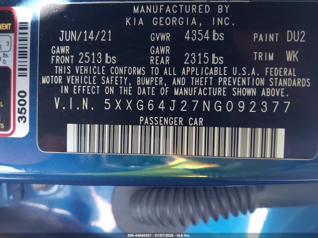 5XXG64J27NG092377 KIA K5 Gt-line