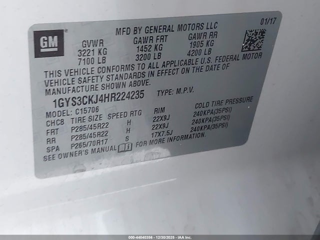 1GYS3CKJ4HR224235 Cadillac Escalade Premium Luxury