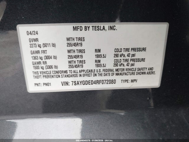 2024 TESLA MODEL Y 7SAYGDED4RF072080 Photo 8