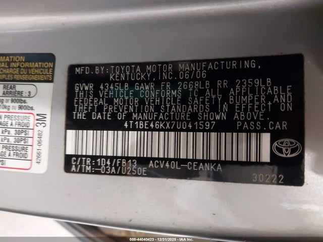 2007 TOYOTA CAMRY 4T1BE46KX7U041597 Photo 8