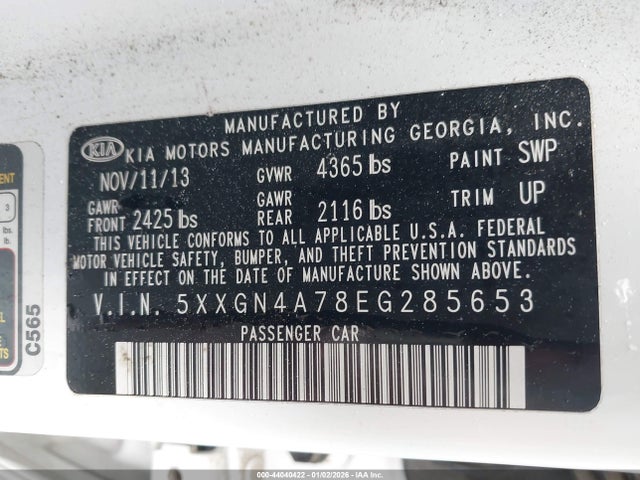 5XXGN4A78EG285653 KIA OPTIMA EX