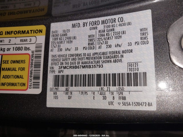 3FMCR9B67MRB35793 Ford Bronco Sport Big Bend