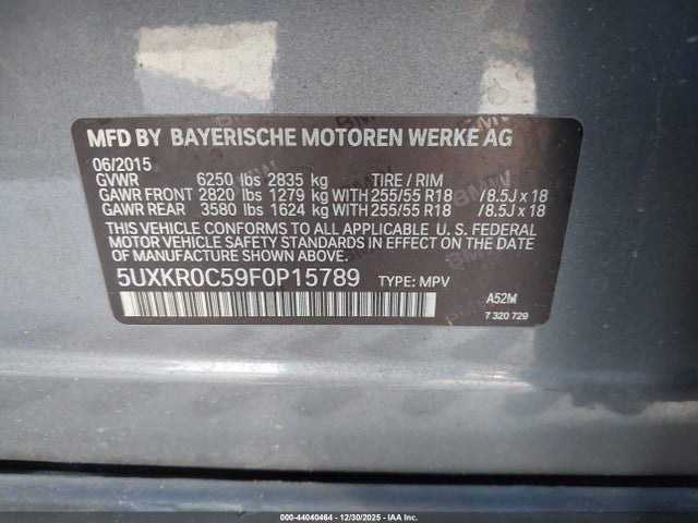 BMW X5 Xdrive35i 2015 5UXKR0C59F0P15789 Image 9
