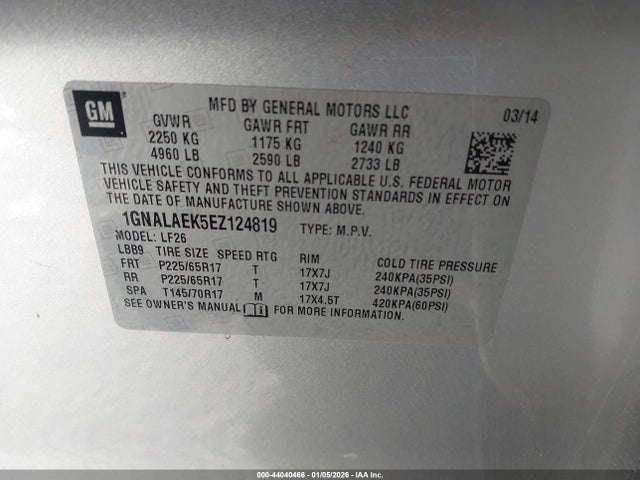 1GNALAEK5EZ124819 Chevrolet EQUINOX LS
