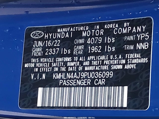 KMHLN4AJ9PU036099 Hyundai Elantra Hybrid Limited