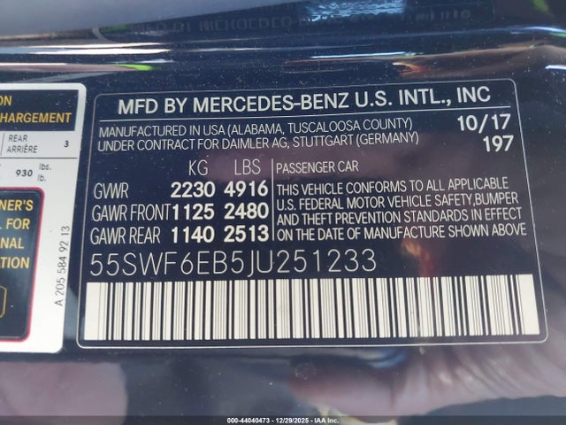 55SWF6EB5JU251233 Mercedes-Benz Amg C 43 4matic