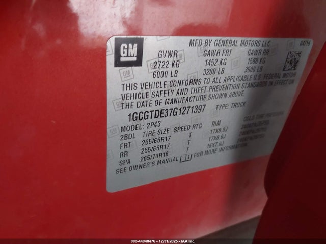 1GCGTDE37G1271397 Chevrolet Colorado Z71