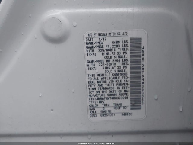 Nissan Rogue Sl 2017 JN8AT2MT0HW393068 Image 9