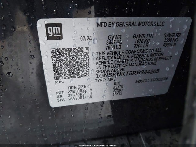 1GNSKNKT5RR344205 Chevrolet Tahoe 4wd Lt