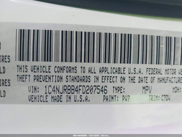 1C4NJRBB4FD207546 Jeep Patriot Sport
