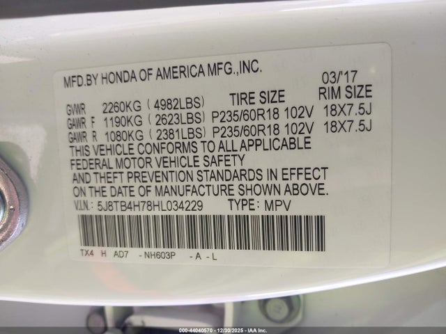 Acura Rdx Advance Package 2017 5J8TB4H78HL034229 Image 9