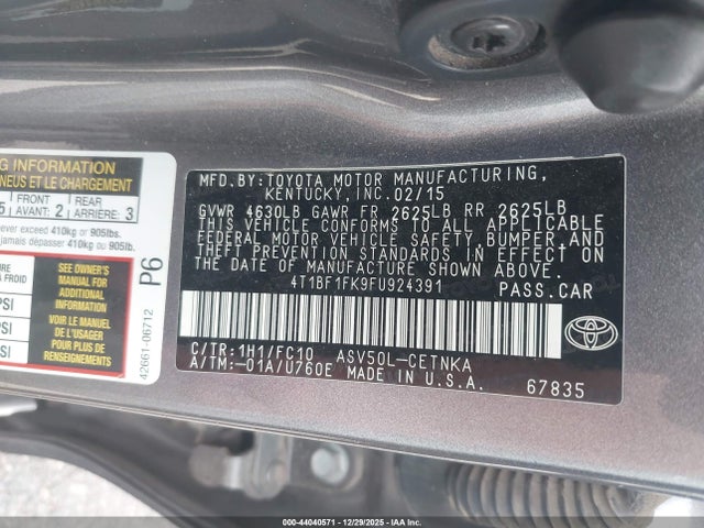 Toyota CAMRY LE 2015 4T1BF1FK9FU924391 Image 9