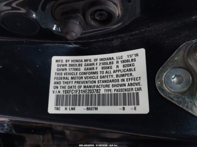 19XFC1F31HE203782 Honda Civic Ex-t
